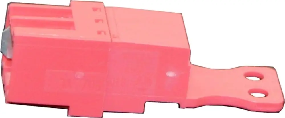 Roter Stecker für Heizkreispumpe, geeignet für Wolf-Systeme. Kompakte Bauform mit seitlicher Halterung zur Montage.